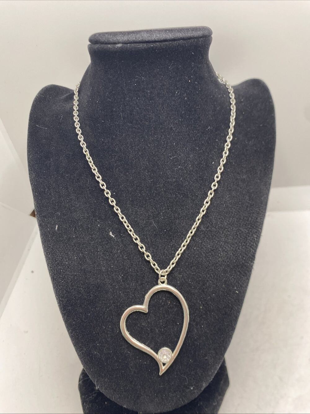 Womens Silver Heart Shaped Necklace
